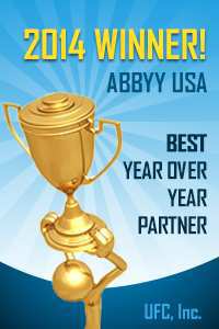 abbyy partner trophy with words 2014 award winner