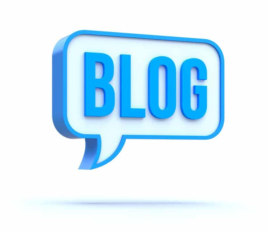 the word "blog" in a callout caption in blue color